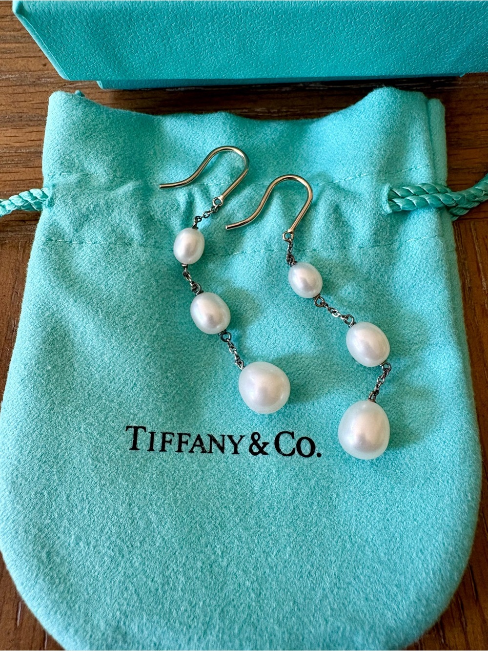 Tiffany & Co. Elsa Peretti Pearls By The Yard Earrings in 925 Sterling